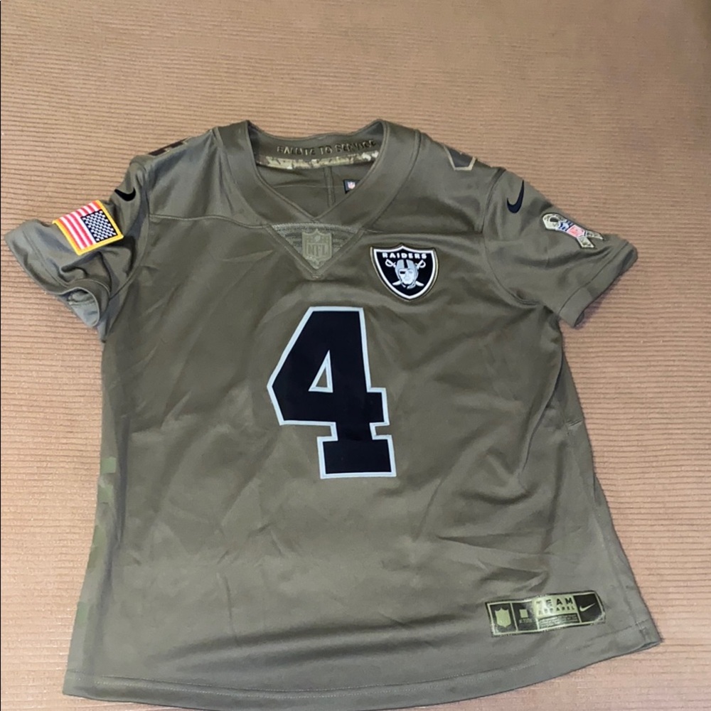 Nike Olive Raiders Jersey with Number 4